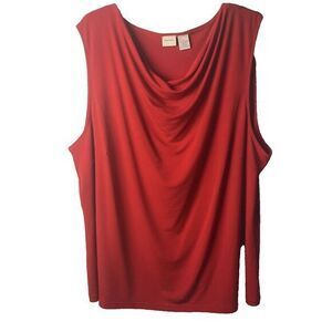 Merona Red Draped Neck Sleeveless Suite Blouse Great for Holiday‎ Size 2X